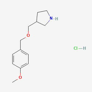 molecular formula C13H20ClNO2 B1466292 3-(((4-Methoxybenzyl)oxy)methyl)pyrrolidine hydrochloride CAS No. 1220038-18-5