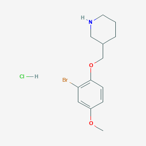 molecular formula C13H19BrClNO2 B1466293 2-Bromo-4-methoxyphenyl 3-piperidinylmethyl ether hydrochloride CAS No. 1220032-63-2