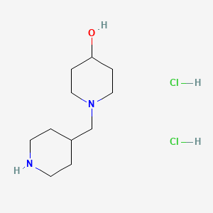 molecular formula C11H24Cl2N2O B1466306 1-(4-Piperidinylmethyl)-4-piperidinol dihydrochloride CAS No. 1220037-59-1