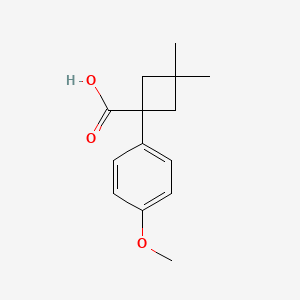 molecular formula C14H18O3 B1466326 1-(4-Methoxyphenyl)-3,3-dimethylcyclobutane-1-carboxylic acid CAS No. 1525521-18-9