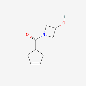 molecular formula C9H13NO2 B1466334 1-(Cyclopent-3-ene-1-carbonyl)azetidin-3-ol CAS No. 1342395-37-2