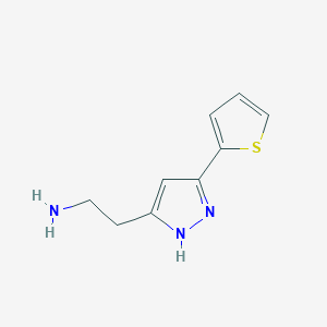 molecular formula C9H11N3S B1466336 2-(3-(thiophen-2-yl)-1H-pyrazol-5-yl)ethan-1-amine CAS No. 1309670-85-6