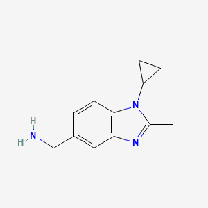 molecular formula C12H15N3 B1466368 (1-シクロプロピル-2-メチル-1H-ベンゾ[d]イミダゾール-5-イル)メタンアミン CAS No. 1267870-10-9