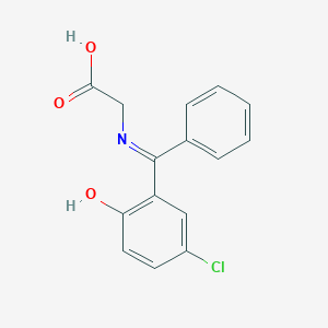 molecular formula C15H12ClNO3 B14663855 N-[(3-Chloro-6-oxocyclohexa-2,4-dien-1-ylidene)(phenyl)methyl]glycine CAS No. 38075-41-1