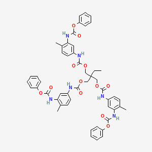 molecular formula C51H50N6O12 B14663927 2-Ethyl-2-[[[[[4-methyl-3-[(phenoxycarbonyl)amino]phenyl]amino]carbonyl]oxy]methyl]propane-1,3-diyl bis[[4-methyl-3-[(phenoxycarbonyl)amino]phenyl]carbamate] CAS No. 38353-81-0