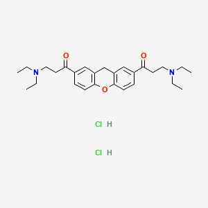 molecular formula C27H38Cl2N2O3 B14663960 3-(diethylamino)-1-[7-[3-(diethylamino)propanoyl]-9H-xanthen-2-yl]propan-1-one;dihydrochloride CAS No. 37971-97-4