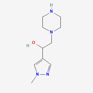 molecular formula C10H18N4O B1466406 1-(1-methyl-1H-pyrazol-4-yl)-2-(piperazin-1-yl)ethan-1-ol CAS No. 1354952-22-9