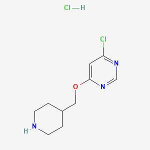 molecular formula C10H15Cl2N3O B1466433 4-氯-6-(4-哌啶基甲氧基)嘧啶盐酸盐 CAS No. 1220036-85-0