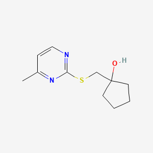 molecular formula C11H16N2OS B1466502 1-{[(4-Methylpyrimidin-2-yl)sulfanyl]methyl}cyclopentan-1-ol CAS No. 1481311-92-5