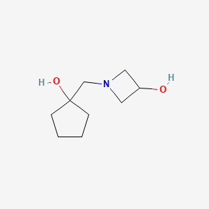 molecular formula C9H17NO2 B1466503 1-[(1-Hydroxycyclopentyl)methyl]azetidin-3-ol CAS No. 1492723-46-2