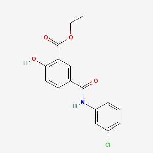 molecular formula C16H14ClNO4 B14665704 Benzoic acid, 5-(((3-chlorophenyl)amino)carbonyl)-2-hydroxy-, ethyl ester CAS No. 38507-81-2