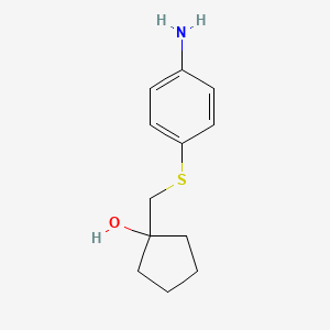 molecular formula C12H17NOS B1466589 1-{[(4-Aminophenyl)sulfanyl]methyl}cyclopentan-1-ol CAS No. 1494583-39-9