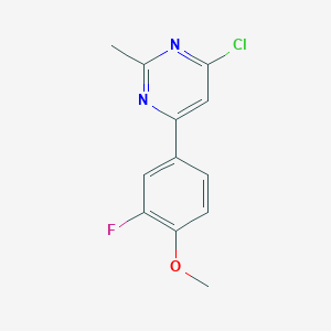 molecular formula C12H10ClFN2O B1466601 4-Chloro-6-(3-fluoro-4-methoxyphenyl)-2-methylpyrimidine CAS No. 1486447-97-5