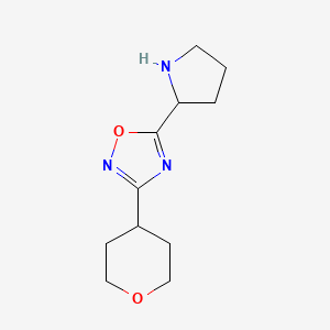 3-(Oxan-4-yl)-5-(pyrrolidin-2-yl)-1,2,4-oxadiazole
