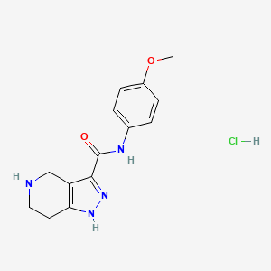 molecular formula C14H17ClN4O2 B1466631 N-(4-Methoxyphenyl)-4,5,6,7-tetrahydro-1H-pyrazolo [4,3-c]pyridine-3-carboxamide hydrochloride CAS No. 1220020-57-4