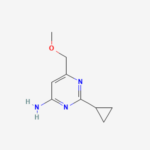 molecular formula C9H13N3O B1466658 2-Cyclopropyl-6-(methoxymethyl)pyrimidin-4-amine CAS No. 1249191-41-0
