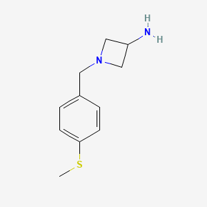 molecular formula C11H16N2S B1466689 1-{[4-(Methylsulfanyl)phenyl]methyl}azetidin-3-amine CAS No. 1481657-52-6