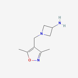 molecular formula C9H15N3O B1466713 1-[(3,5-Dimethyl-1,2-oxazol-4-yl)methyl]azetidin-3-amine CAS No. 1468658-64-1