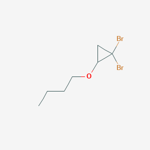 molecular formula C7H12Br2O B14667194 1,1-Dibromo-2-butoxycyclopropane CAS No. 50525-80-9