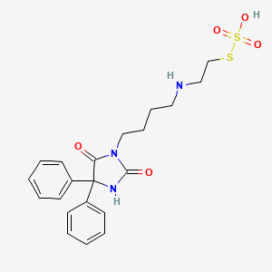 Ethanethiol, 2-((4-(2,4-dioxo-5,5-diphenylimidazol-3-yl)butyl)amino)-, hydrogen sulfate (ester)