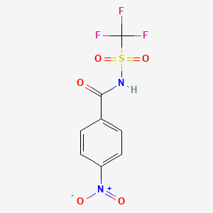 molecular formula C8H5F3N2O5S B14667290 4-Nitro-N-(trifluoromethanesulfonyl)benzamide CAS No. 39062-98-1