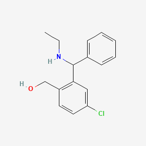 molecular formula C16H18ClNO B14667450 Benzenemethanol, 4-chloro-2-[(ethylamino)phenylmethyl]- CAS No. 51448-90-9