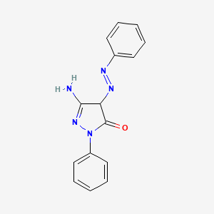 molecular formula C15H13N5O B14667451 5-Amino-2-phenyl-4-[(E)-phenyldiazenyl]-2,4-dihydro-3H-pyrazol-3-one CAS No. 51337-46-3