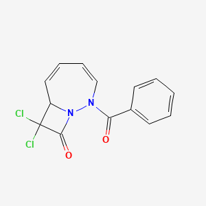 molecular formula C14H10Cl2N2O2 B14667481 2-Benzoyl-8,8-dichloro-1,2-diazabicyclo[5.2.0]nona-3,5-dien-9-one CAS No. 51087-93-5