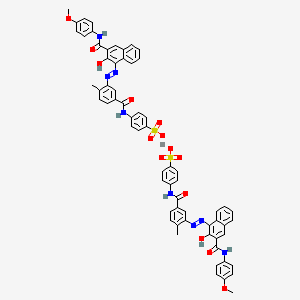 molecular formula C64H50CaN8O14S2 B14667491 Bis4-3-2-hydroxy-3-(4-methoxyphenyl)aminocarbonyl-1-naphthylazo-4-methylbenzoylaminobenzenesulphonate (calcium salt) CAS No. 43035-18-3