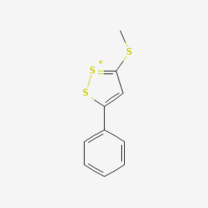 molecular formula C10H9S3+ B14667610 Methyl-(5-phenyldithiol-3-ylidene)sulfanium CAS No. 48134-50-5