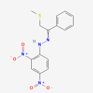 molecular formula C15H14N4O4S B14667670 1-(2,4-Dinitrophenyl)-2-[2-(methylsulfanyl)-1-phenylethylidene]hydrazine CAS No. 38293-79-7