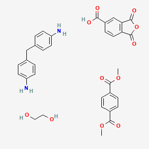 molecular formula C34H34N2O11 B14667726 4-[(4-Aminophenyl)methyl]aniline;dimethyl benzene-1,4-dicarboxylate;1,3-dioxo-2-benzofuran-5-carboxylic acid;ethane-1,2-diol CAS No. 42884-75-3