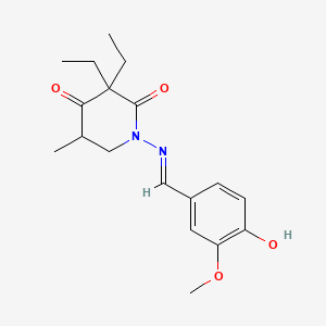 3,3-Diethyl-1-((4-hydroxy-3-methoxybenzylidene)amino)-5-methyl-2,4-piperidinedione