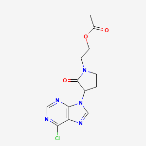 molecular formula C13H14ClN5O3 B14667782 2-[3-(6-Chloro-9h-purin-9-yl)-2-oxopyrrolidin-1-yl]ethyl acetate CAS No. 50992-14-8