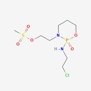 molecular formula C8H18ClN2O5PS B14667816 2H-1,3,2-Oxazaphosphorine-3(4H)-ethanol, dihydro-2-((2-chloroethyl)amino)-, methanesulfonate (ester), 2-oxide CAS No. 37752-34-4