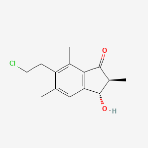 molecular formula C14H17ClO2 B14668175 (2S-trans)-6-(2-Chloroethyl)-2,3-dihydro-3-hydroxy-2,5,7-trimethyl-1H-inden-1-one CAS No. 41411-02-3