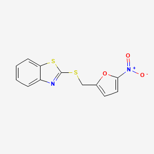 molecular formula C12H8N2O3S2 B14668220 Benzothiazole, 2-[[(5-nitro-2-furanyl)methyl]thio]- CAS No. 49790-72-9