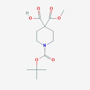molecular formula C13H21NO6 B1466833 1-[(Tert-butoxy)carbonyl]-4-(methoxycarbonyl)piperidine-4-carboxylic acid CAS No. 1005738-45-3