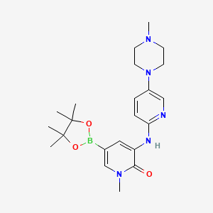molecular formula C22H32BN5O3 B1466842 1-甲基-3-((5-(4-甲基哌嗪-1-基)吡啶-2-基)氨基)-5-(4,4,5,5-四甲基-1,3,2-二氧杂硼烷-2-基)吡啶-2(1H)-酮 CAS No. 1242156-62-2