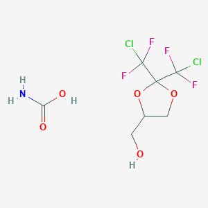 molecular formula C7H9Cl2F4NO5 B14668435 [2,2-Bis[chloro(difluoro)methyl]-1,3-dioxolan-4-yl]methanol;carbamic acid CAS No. 51125-56-5