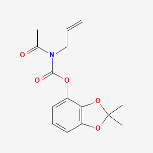 molecular formula C15H17NO5 B14668451 Carbamic acid, acetyl-2-propenyl-, 2,2-dimethyl-1,3-benzodioxol-4-yl ester CAS No. 40374-20-7