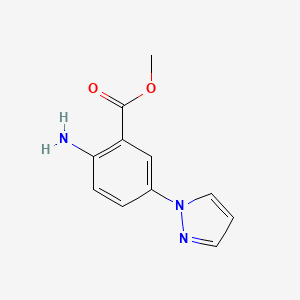 molecular formula C11H11N3O2 B1466851 2-Amino-5-pyrazol-1-yl-benzoic acid methyl ester CAS No. 1219950-35-2