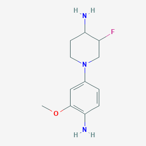 molecular formula C12H18FN3O B1466855 1-(4-Amino-3-methoxyphenyl)-3-fluoropiperidin-4-amine CAS No. 2203616-73-1