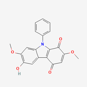 molecular formula C20H15NO5 B14668735 6-Hydroxy-2,7-dimethoxy-9-phenyl-1H-carbazole-1,4(9H)-dione CAS No. 36820-07-2