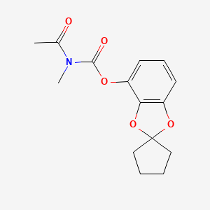 molecular formula C15H17NO5 B14668791 Carbamic acid, acetylmethyl-, spiro(1,3-benzodioxole-2,1'-cyclopentan)-4-yl ester CAS No. 40374-17-2