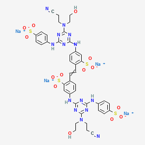 Benzenesulfonic acid, 2,2'-(1,2-ethenediyl)bis[5-[[4-[(2-cyanoethyl)(2-hydroxyethyl)amino]-6-[(4-sulfophenyl)amino]-1,3,5-triazin-2-yl]amino]-, tetrasodium salt