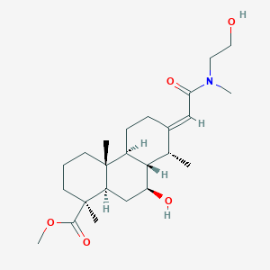 molecular formula C24H39NO5 B14669033 methyl (1S,4aR,4bS,7E,8R,8aS,9S,10aR)-9-hydroxy-7-[2-[2-hydroxyethyl(methyl)amino]-2-oxoethylidene]-1,4a,8-trimethyl-3,4,4b,5,6,8,8a,9,10,10a-decahydro-2H-phenanthrene-1-carboxylate CAS No. 40445-00-9