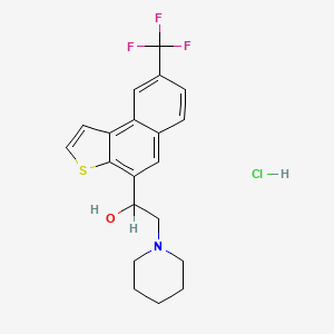 molecular formula C20H21ClF3NOS B14669096 alpha-(8-(Trifluoromethyl)naphtho(2,1-b)thien-4-yl)-1-piperidineethanol hydrochloride CAS No. 37094-61-4