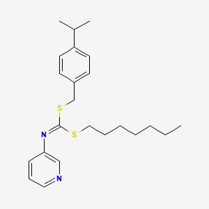 molecular formula C23H32N2S2 B14669150 Heptyl (4-(1-methylethyl)phenyl)methyl 3-pyridinylcarbonimidodithioate CAS No. 51308-74-8