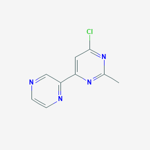 molecular formula C9H7ClN4 B1466916 4-Chloro-2-methyl-6-(pyrazin-2-yl)pyrimidine CAS No. 1466282-95-0